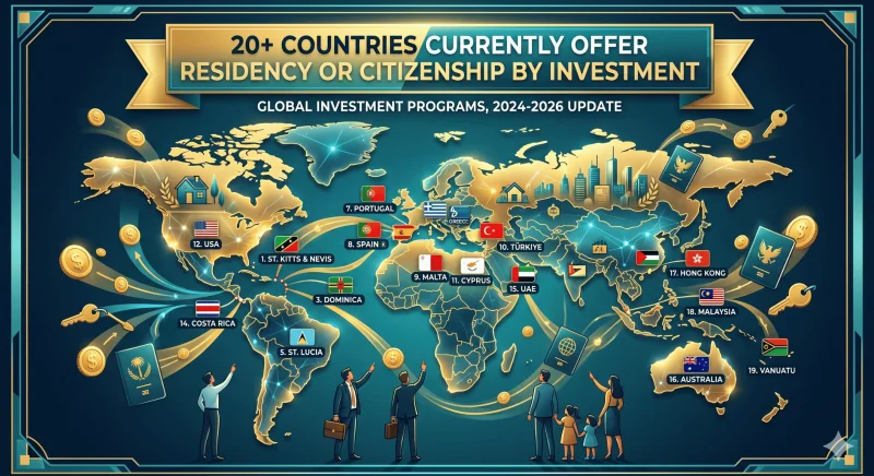 20 Countries Currently Offer Residency or Citizenship by Investment